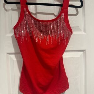Elegant Red Camisole with Sparkling Accents